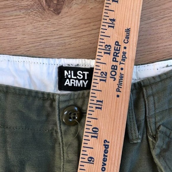 Nlst Army Drop Crotch Pants Green Womens Size 26 High Rise Crop Cargo Pockets - Picture 4 of 9